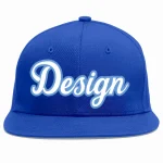 Custom Royal White-Light Blue Flat Eaves Sport Baseball Cap Design for Men/Women/Youth
