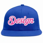 Custom Royal Pink-White Flat Eaves Sport Baseball Cap Design for Men/Women/Youth