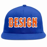 Custom Royal Orange-White Flat Eaves Sport Baseball Cap Design for Men/Women/Youth