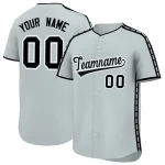 Custom Silver Pink Color Block Personalized Side Dotted Line Authentic Baseball Jersey