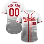 Custom White Red-White Philadelphia City Connect Baseball Jersey