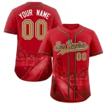 Custom Red Old Gold-Black San Francisco City Connect Baseball Jersey