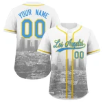 Custom White Powder Blue-Yellow Los Angeles City Connect Baseball Jersey