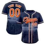 Custom Navy Orange-White Chicago City Connect Baseball Jersey
