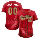 Custom Red Old Gold-Black San Francisco City Connect Baseball Jersey