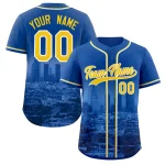 Custom Royal Yellow-White Los Angeles City Connect Baseball Jersey