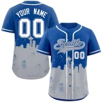 Custom Royal Gray Personalized Seattle City Nightscape Authentic Baseball Jersey