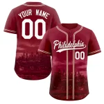 Custom Crimson White-Crimson Philadelphia City Connect Baseball Jersey