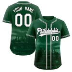 Custom Green White-Gray Philadelphia City Connect Baseball Jersey