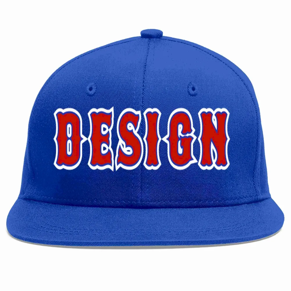 Custom Royal Red-Royal Flat Eaves Sport Baseball Cap Design for Men/Women/Youth
