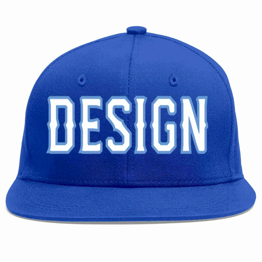 Custom Royal Royal-Orange Flat Eaves Sport Baseball Cap Design for Men/Women/Youth