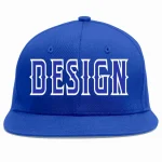 Custom Royal Royal-White Flat Eaves Sport Baseball Cap Design for Men/Women/Youth
