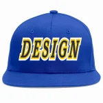 Custom Royal Navy-Gold Flat Eaves Sport Baseball Cap Design for Men/Women/Youth