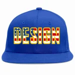 Custom Royal USA-Gold Flat Eaves Sport Baseball Cap Design for Men/Women/Youth