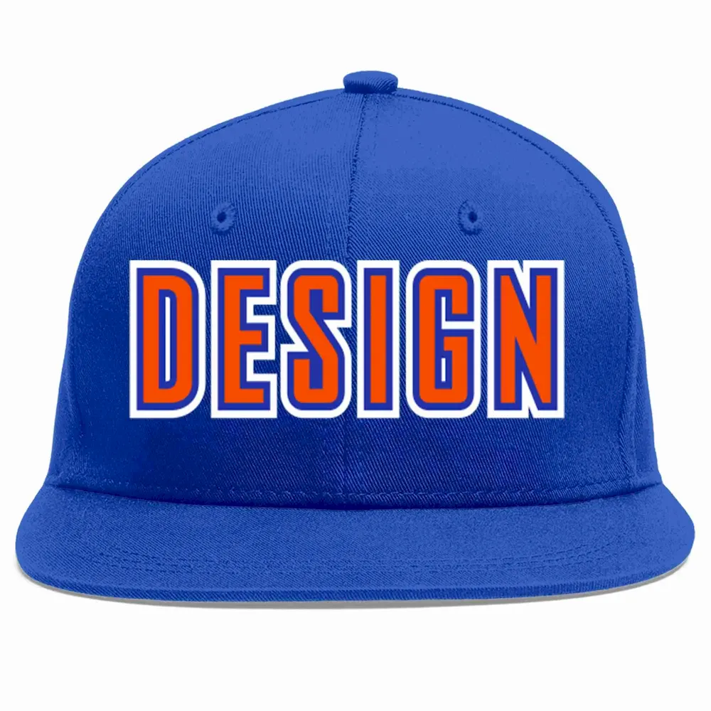 Custom Royal Orange-Royal Flat Eaves Sport Baseball Cap Design for Men/Women/Youth