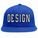 Custom Royal White-Black Flat Eaves Sport Baseball Cap Design for Men/Women/Youth