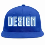 Custom Royal White-Light Blue Flat Eaves Sport Baseball Cap Design for Men/Women/Youth