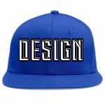 Custom Royal White-Black Flat Eaves Sport Baseball Cap Design for Men/Women/Youth