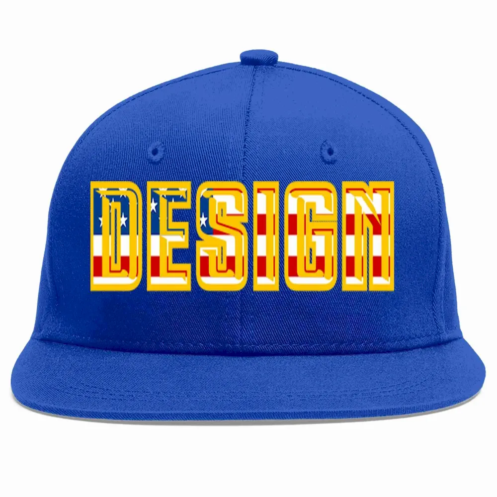 Custom Royal Orange-Royal Flat Eaves Sport Baseball Cap Design for Men/Women/Youth
