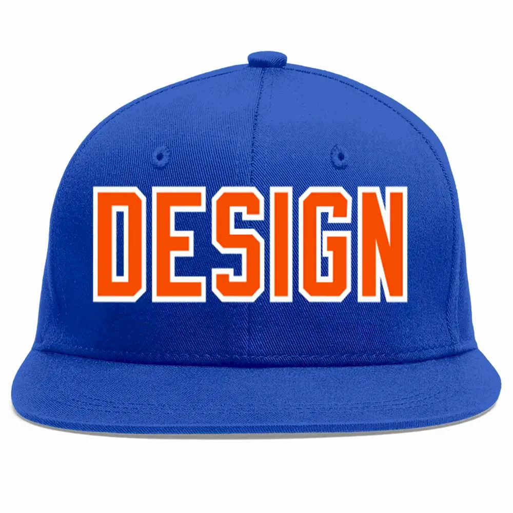 Custom Royal White-Royal Flat Eaves Sport Baseball Cap Design for Men/Women/Youth