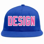 Custom Royal Pink-White Flat Eaves Sport Baseball Cap Design for Men/Women/Youth