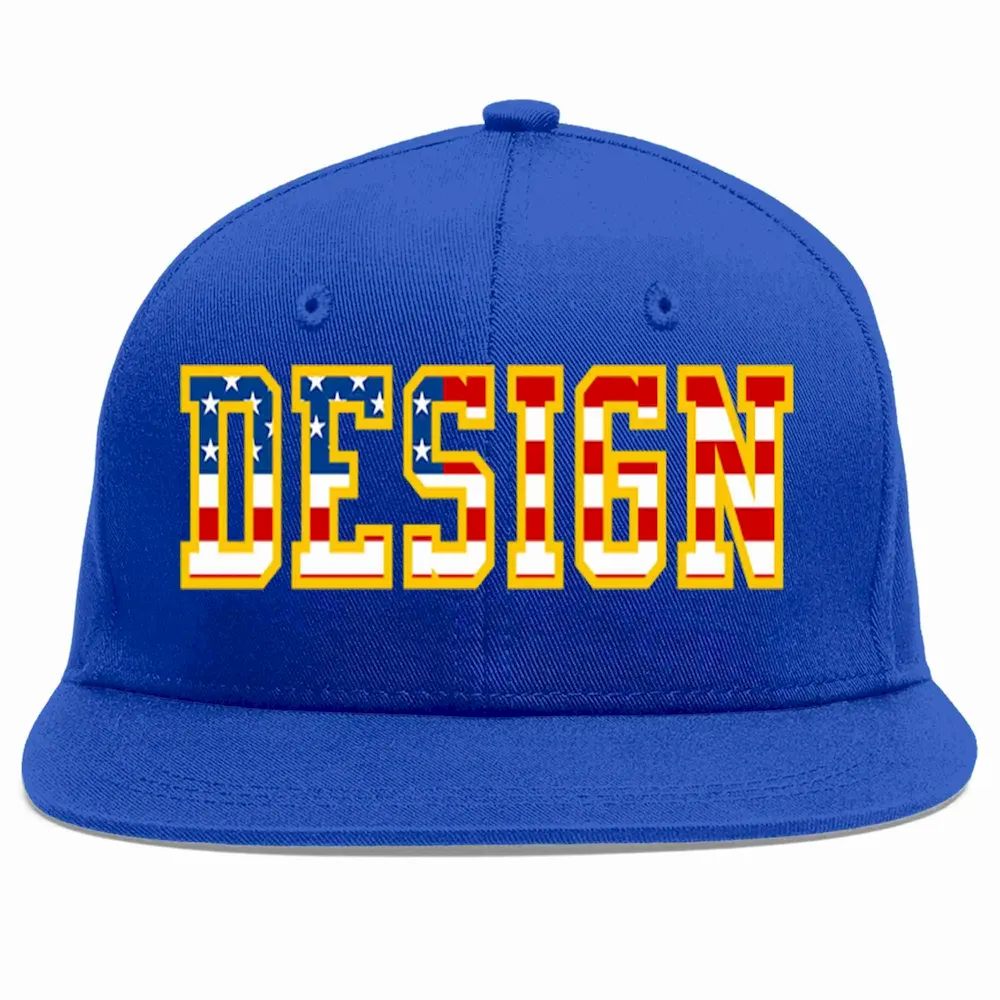 Custom Royal Orange-Royal Flat Eaves Sport Baseball Cap Design for Men/Women/Youth