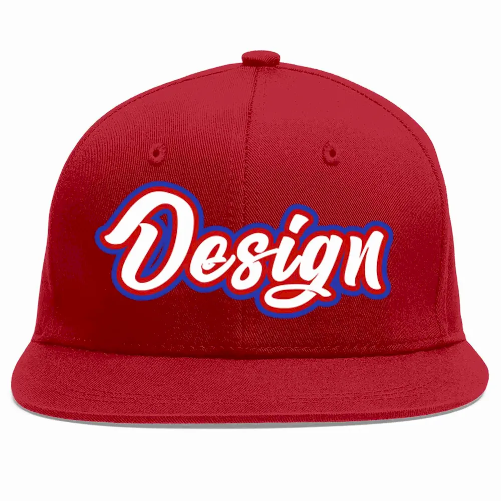 Custom Red White-Red Flat Eaves Sport Baseball Cap Design for Men/Women/Youth