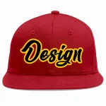 Custom Red Black-Gold Flat Eaves Sport Baseball Cap Design for Men/Women/Youth