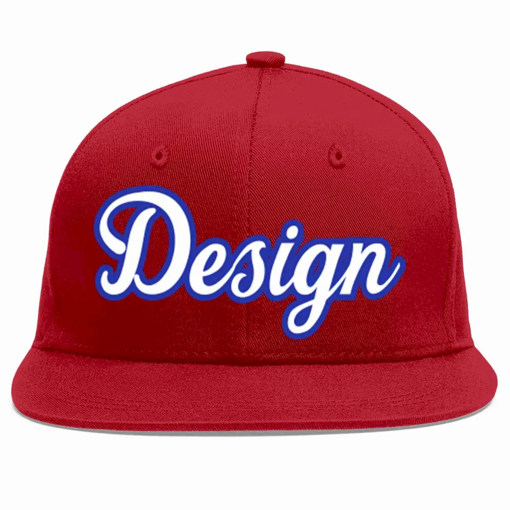 Custom Red White-Royal Flat Eaves Sport Baseball Cap Design for Men/Women/Youth