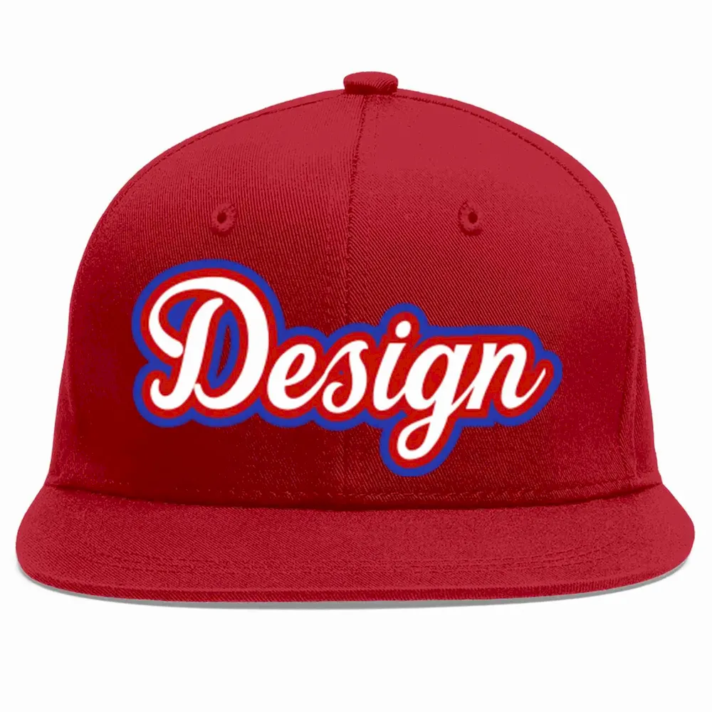 Custom Red White-Red Flat Eaves Sport Baseball Cap Design for Men/Women/Youth