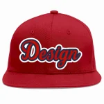 Custom Red Red-Navy Flat Eaves Sport Baseball Cap Design for Men/Women/Youth