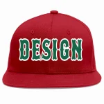 Custom Red Kelly Green-White Flat Eaves Sport Baseball Cap Design for Men/Women/Youth