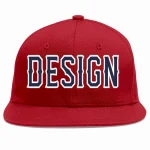 Custom Red Navy-White Flat Eaves Sport Baseball Cap Design for Men/Women/Youth