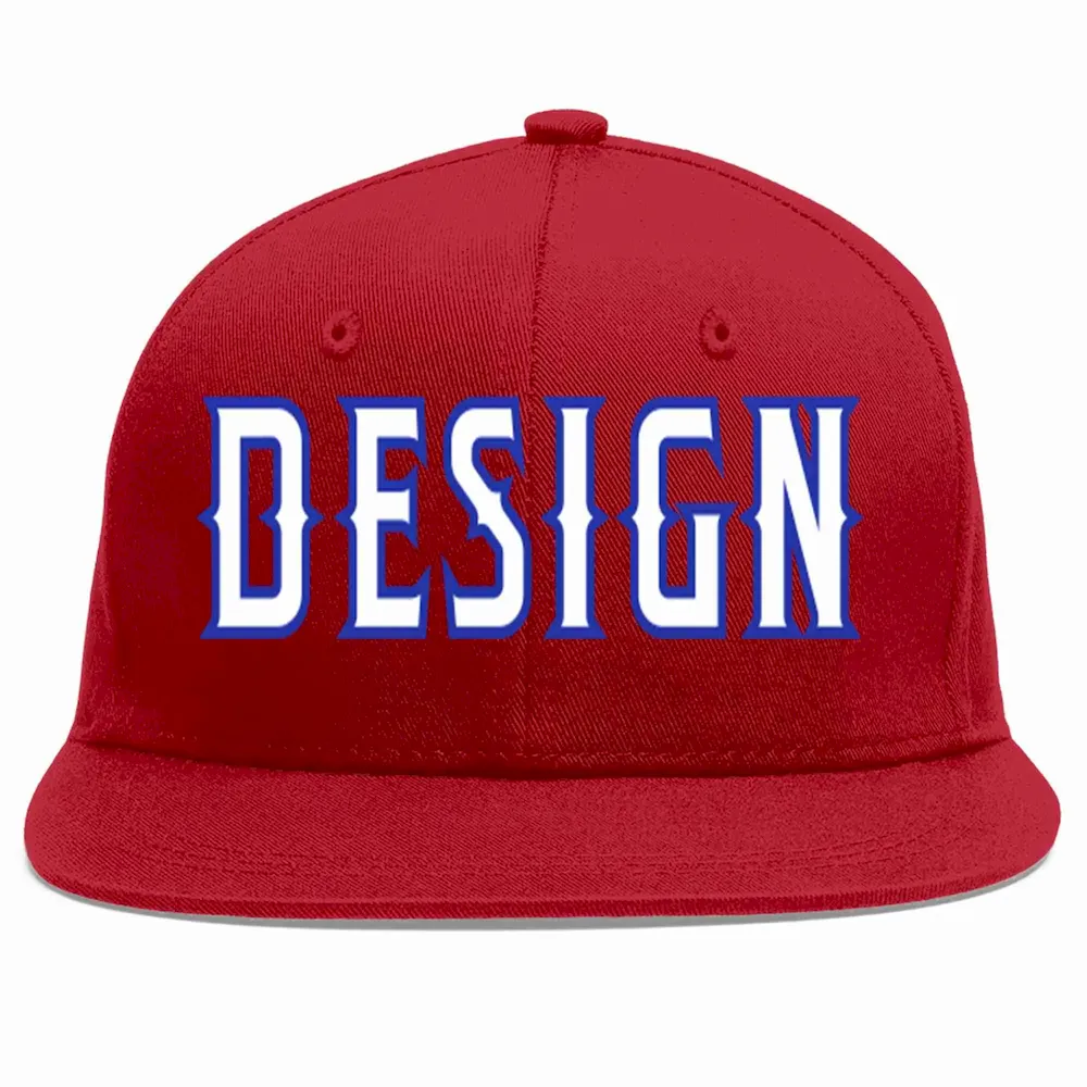 Custom Red White-Red Flat Eaves Sport Baseball Cap Design for Men/Women/Youth