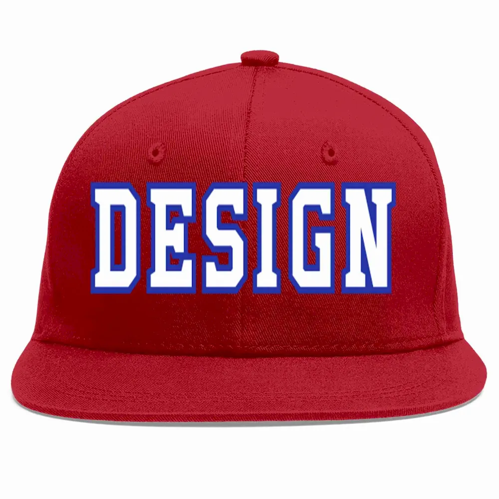 Custom Red White-Royal Flat Eaves Sport Baseball Cap Design for Men/Women/Youth