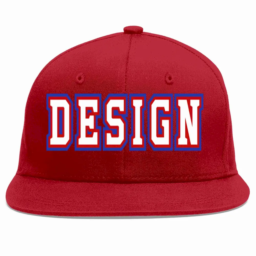 Custom Red White-Red Flat Eaves Sport Baseball Cap Design for Men/Women/Youth