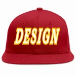 Custom Red White-Gold Flat Eaves Sport Baseball Cap Design for Men/Women/Youth