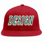 Custom Red Kelly Green-White Flat Eaves Sport Baseball Cap Design for Men/Women/Youth