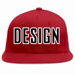 Custom Red Black-White Flat Eaves Sport Baseball Cap Design for Men/Women/Youth