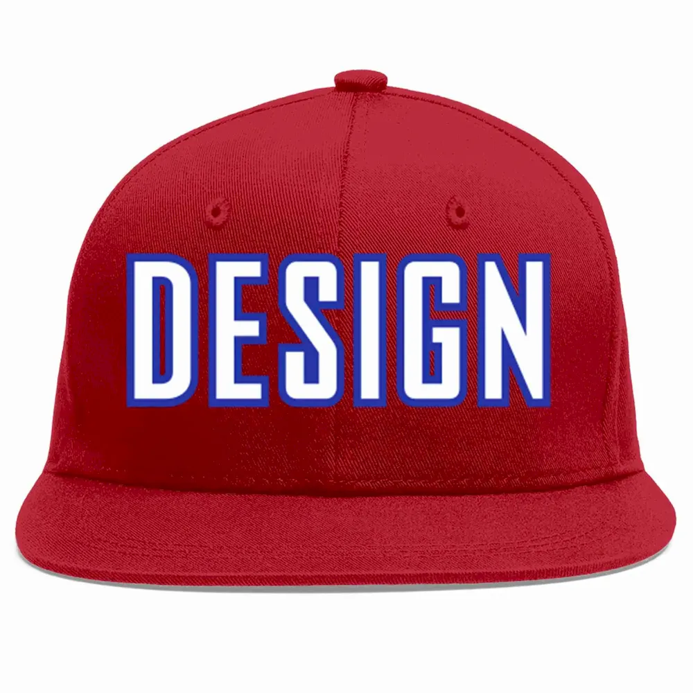 Custom Red White-Royal Flat Eaves Sport Baseball Cap Design for Men/Women/Youth