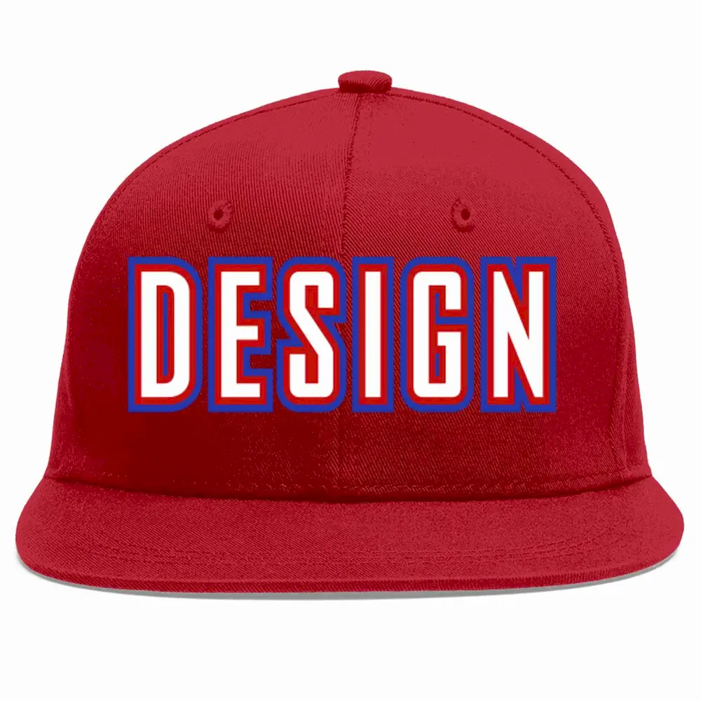Custom Red White-Red Flat Eaves Sport Baseball Cap Design for Men/Women/Youth