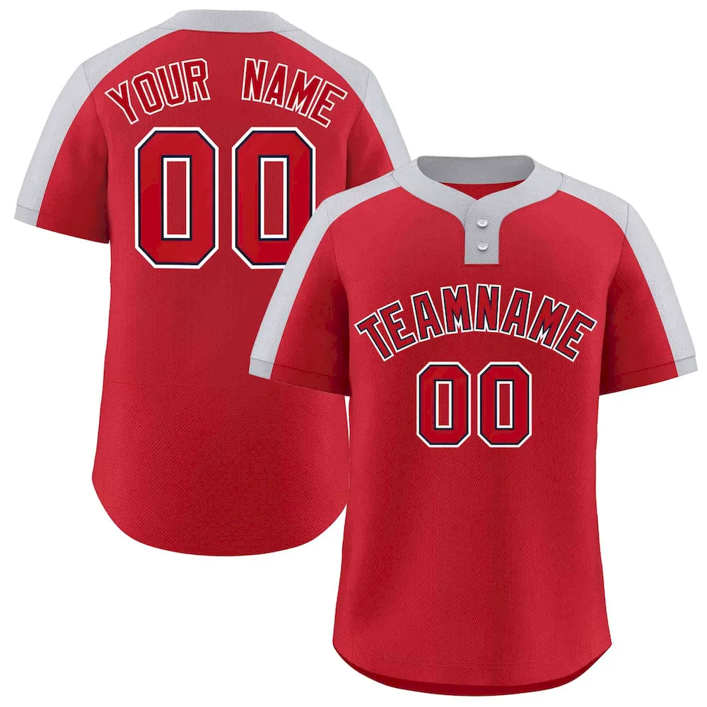 Custom Aqua Gray-Navy Classic Style Authentic Two-Button Baseball Jersey