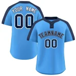 Custom Powder Blue Navy-White Classic Style Authentic Two-Button Baseball Jersey