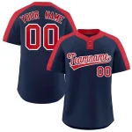 Custom Navy Red-White Classic Style Authentic Two-Button Baseball Jersey