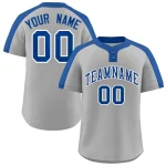 Custom Gray Royal-White Classic Style Authentic Two-Button Baseball Jersey