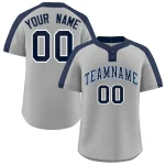 Custom Powder Blue Navy-White Classic Style Authentic Two-Button Baseball Jersey