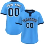 Custom Powder Blue Navy-White Classic Style Authentic Two-Button Baseball Jersey