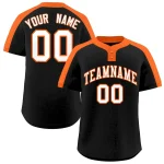 Custom Black White-Orange Classic Style Authentic Two-Button Baseball Jersey