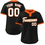 Custom Black White-Orange Classic Style Authentic Two-Button Baseball Jersey