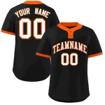 Custom Black White-Orange Classic Style Authentic Two-Button Baseball Jersey